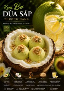 Kem bơ dừa sáp thượng hạng – Premium avocado coconut ice cream